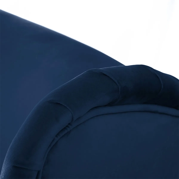 FOTEL USZAK Z GRANATOWEGO WELURU DO SALONU NA DREWNIANYCH NOGACH - STARANNE WYKONANIE